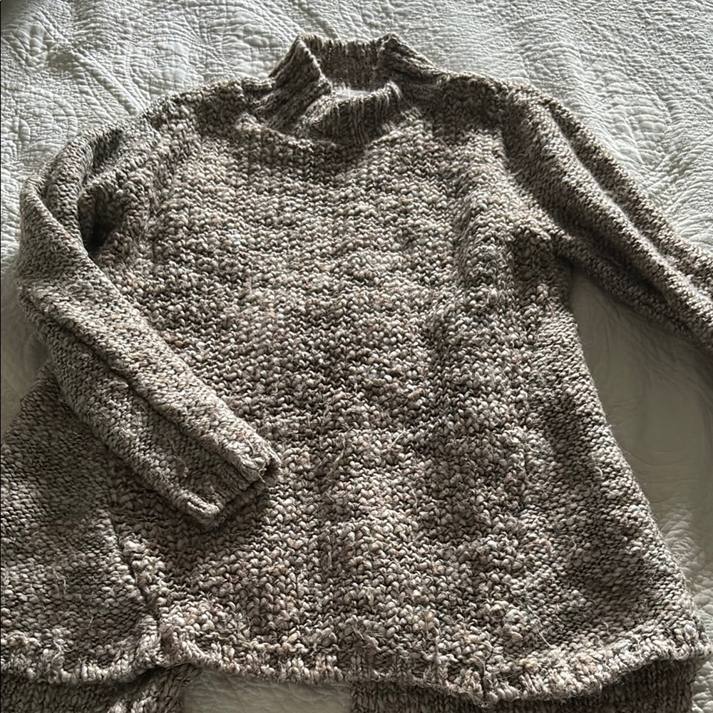 Zara Gray Cowl Neck Sweater Chunky Knit